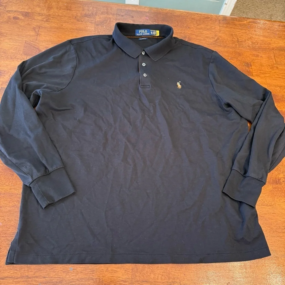 Polo Ralph Lauren Soft Cotton Long-Sleeve Polo Shirt classic fit size xl black